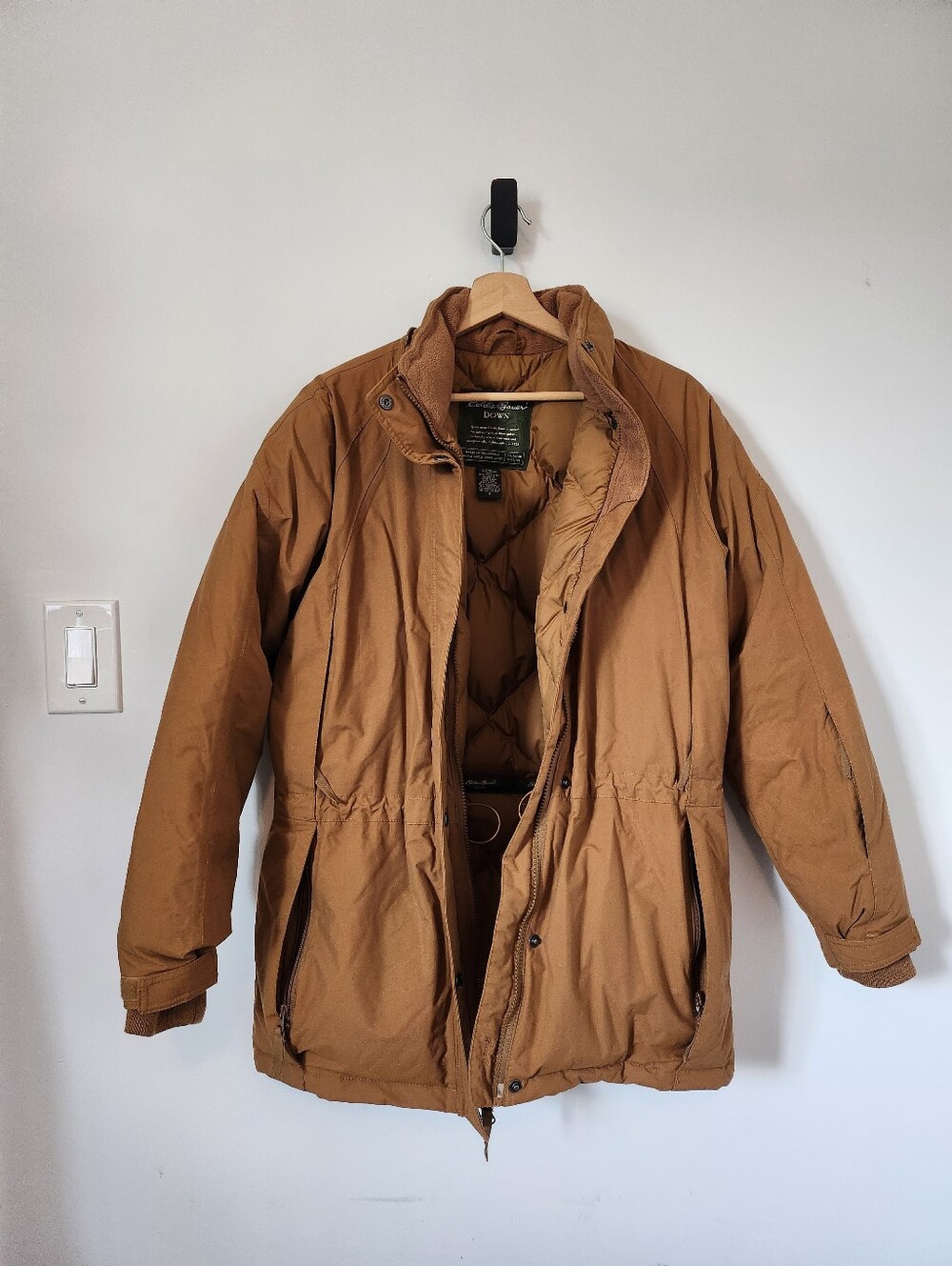 Eddie Bauer Men's Caramel Brown Insulated Down Puffer Parka